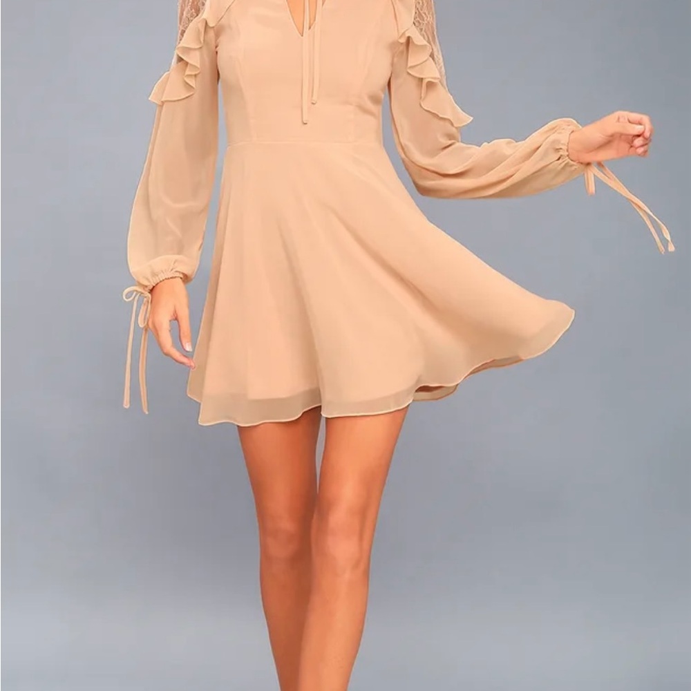 Lulu's Orange Long Sleeve V-Neck Sundress